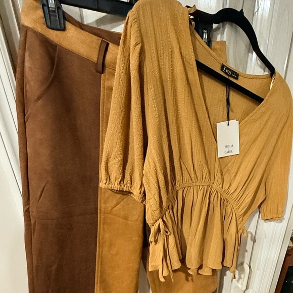 New nwt Hyfve faux suede color block pants S M L great quality final sale - Picture 6 of 7